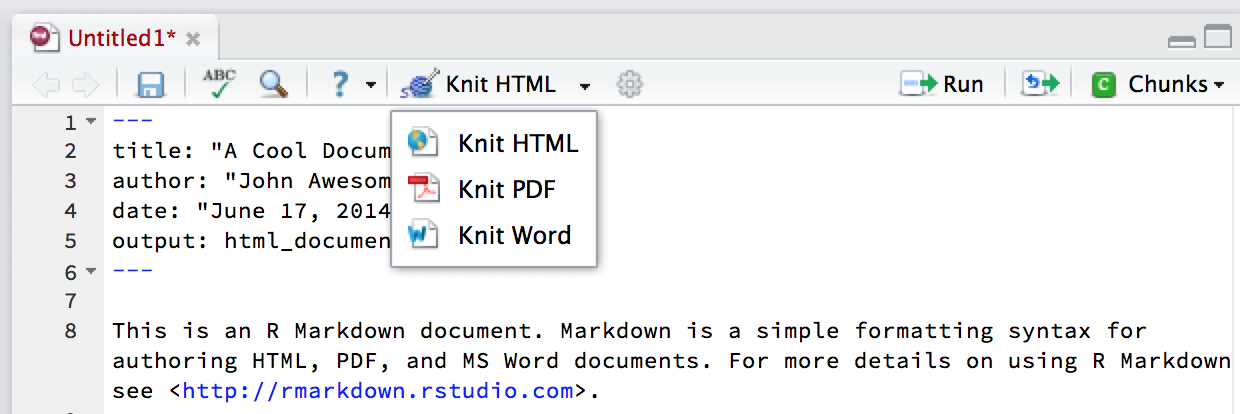 Knitting an Rmarkdown file