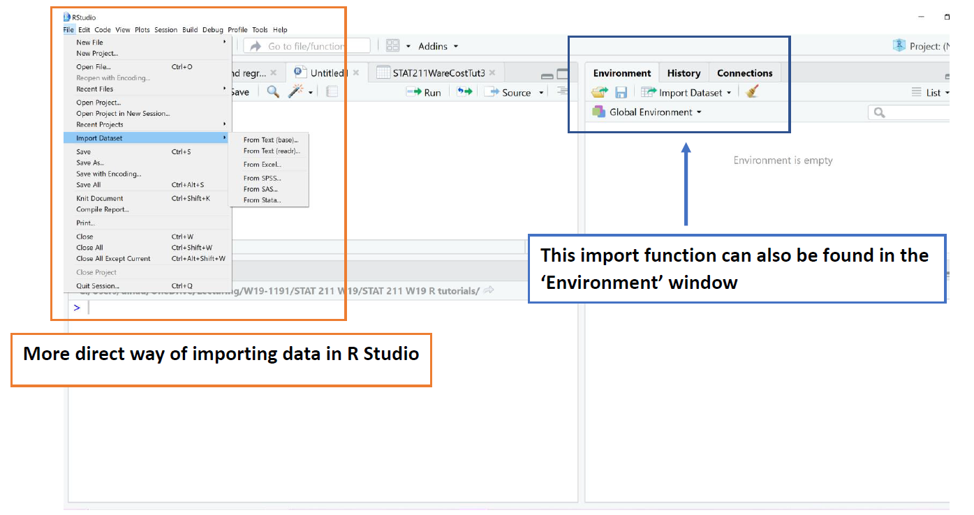 Importing Datasets in RStudio